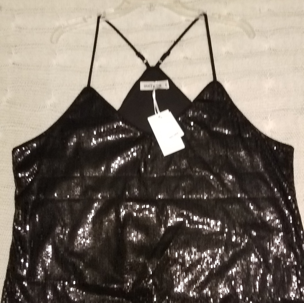GRACE KARIN Black Women's Sleeveless Sparkle 2xl